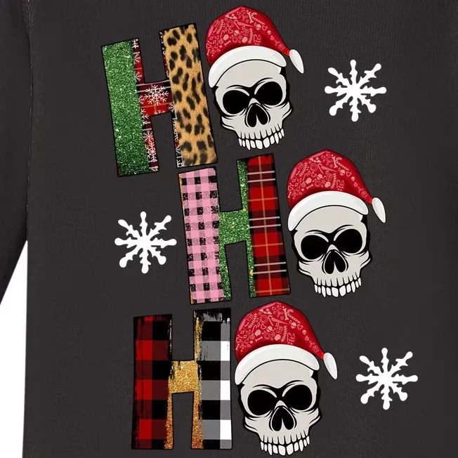 Ho Ho Ho Santa XMas Skulls Baby Long Sleeve Bodysuit