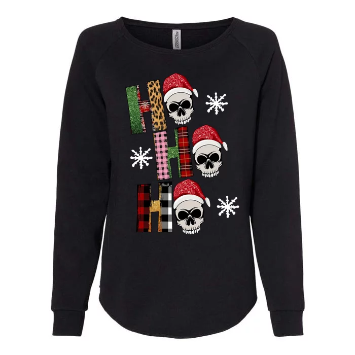 Ho Ho Ho Santa XMas Skulls Womens California Wash Sweatshirt