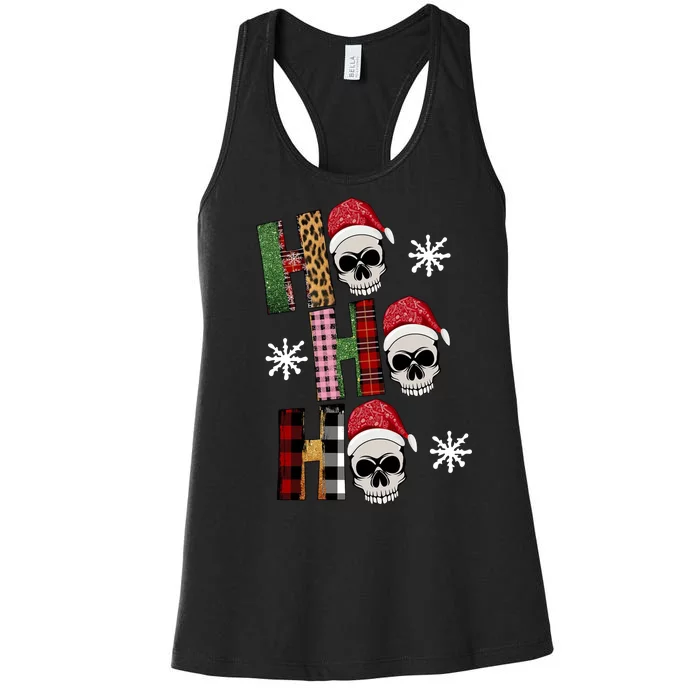 Ho Ho Ho Santa XMas Skulls Women's Racerback Tank