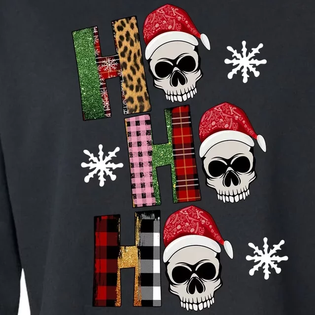 Ho Ho Ho Santa XMas Skulls Cropped Pullover Crew