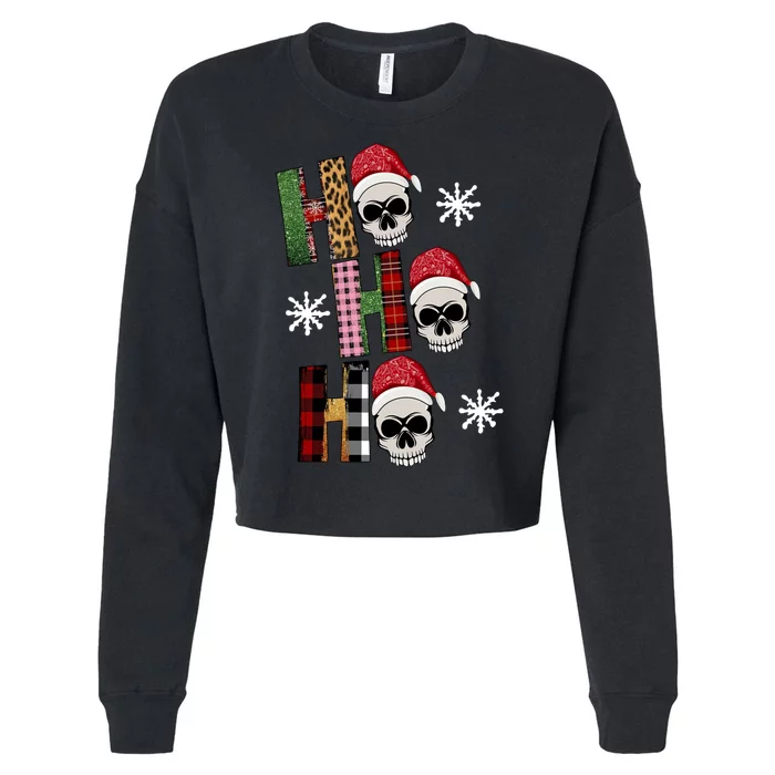 Ho Ho Ho Santa XMas Skulls Cropped Pullover Crew