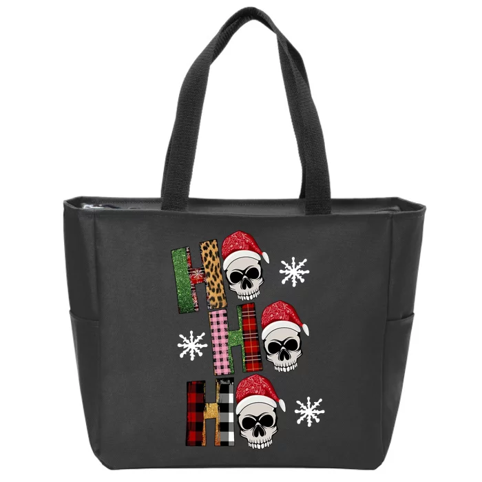 Ho Ho Ho Santa XMas Skulls Zip Tote Bag