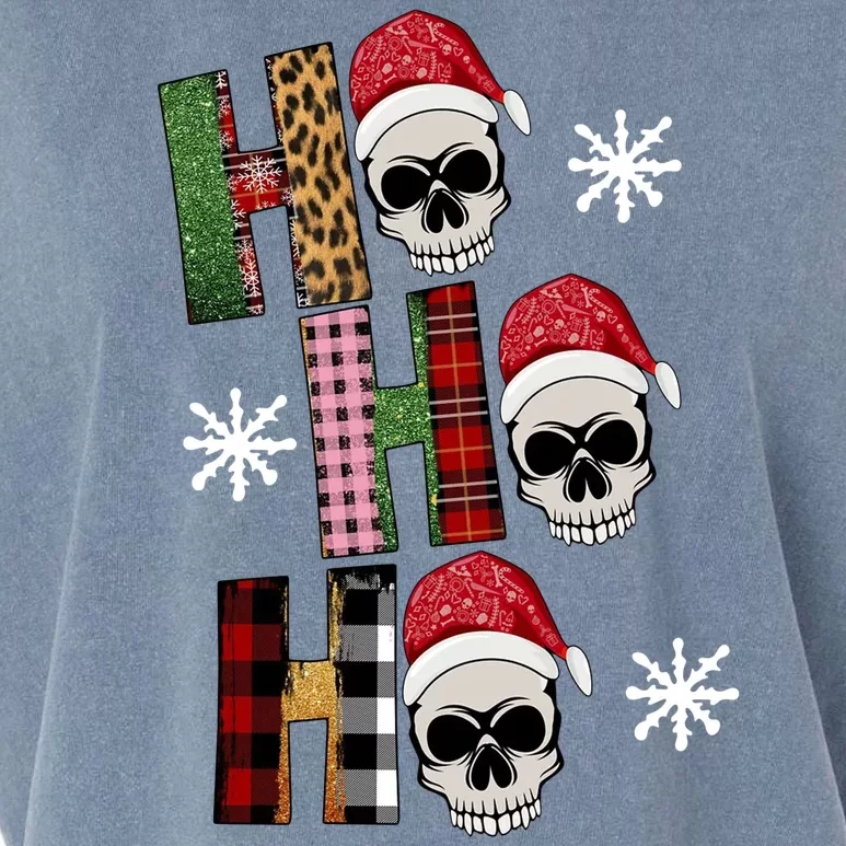 Ho Ho Ho Santa XMas Skulls Garment-Dyed Women's Muscle Tee