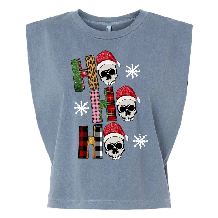 Ho Ho Ho Santa XMas Skulls Garment-Dyed Women's Muscle Tee