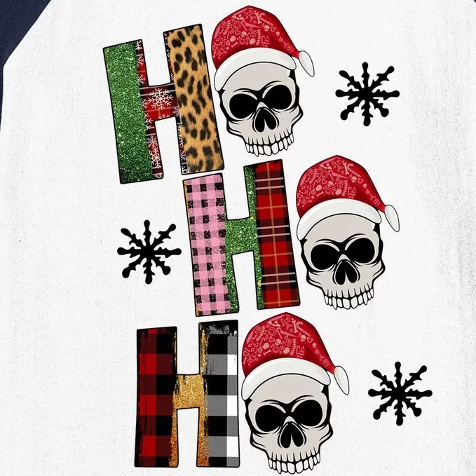 Ho Ho Ho Santa XMas Skulls Baseball Sleeve Shirt