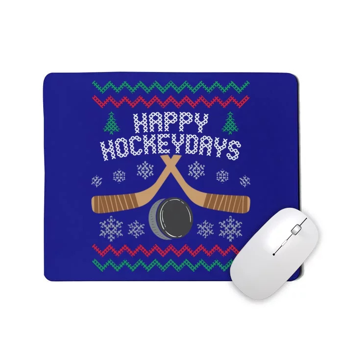 Happy Hockeydays Ice Hockey Player Ugly Christmas Sweater Gift Mousepad