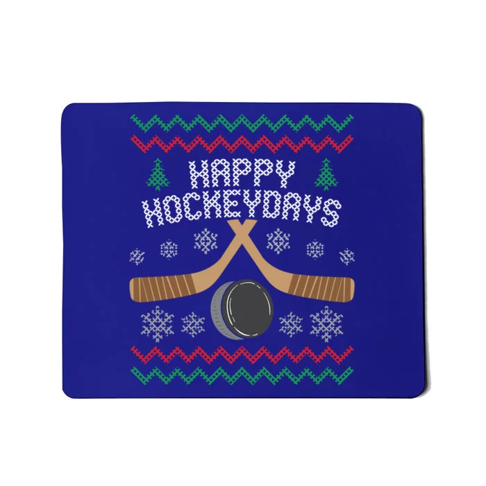 Happy Hockeydays Ice Hockey Player Ugly Christmas Sweater Gift Mousepad