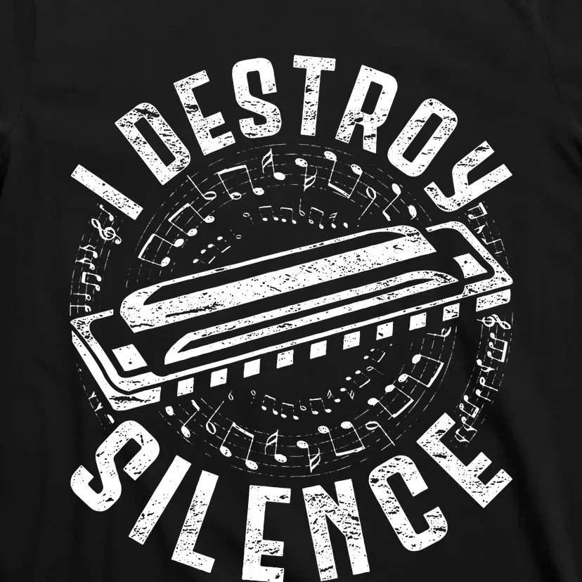 Harmonica Harmonicist I Destroy Silence T-Shirt