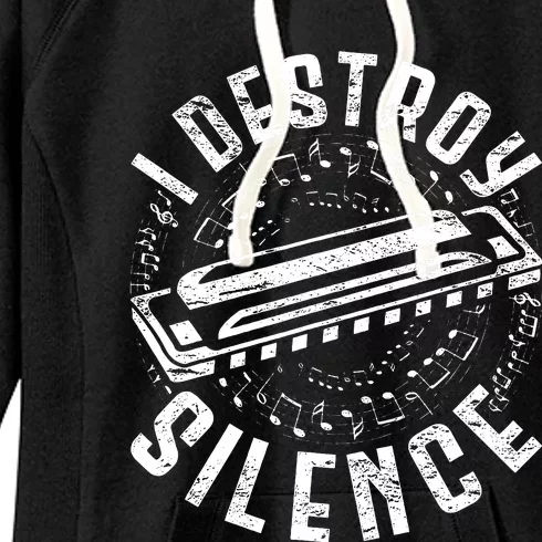 Harmonica Harmonicist I Destroy Silence Women's Fleece Hoodie