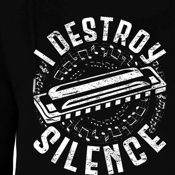 Harmonica Harmonicist I Destroy Silence Womens Funnel Neck Pullover Hood