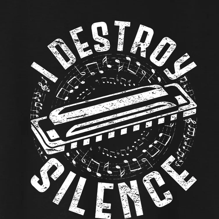 Harmonica Harmonicist I Destroy Silence Women's Crop Top Tee