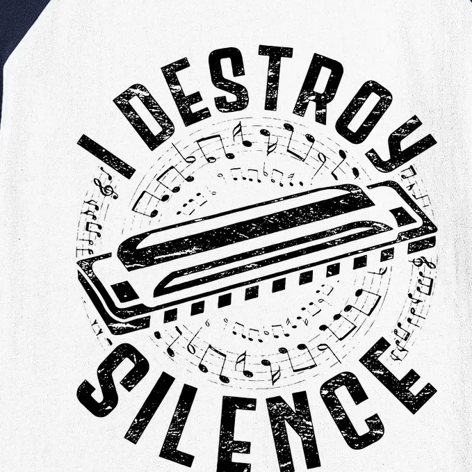 Harmonica Harmonicist I Destroy Silence Baseball Sleeve Shirt