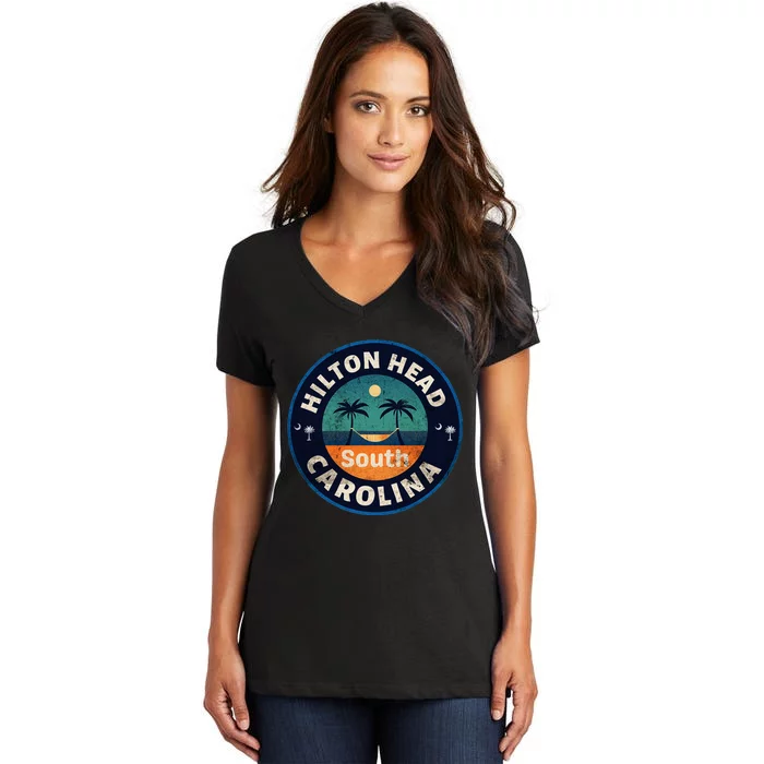 Hiltonheadislandsouthcarolinaschometowntshirt Women's V-Neck T-Shirt