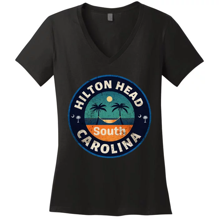 Hiltonheadislandsouthcarolinaschometowntshirt Women's V-Neck T-Shirt