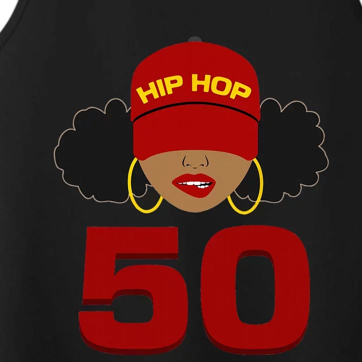 Hip Hop Is 50 50th Anniversary Afro Puffs Black Women Performance Tank