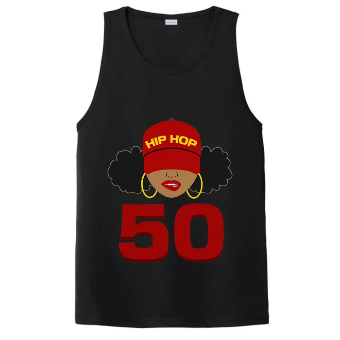 Hip Hop Is 50 50th Anniversary Afro Puffs Black Women Performance Tank