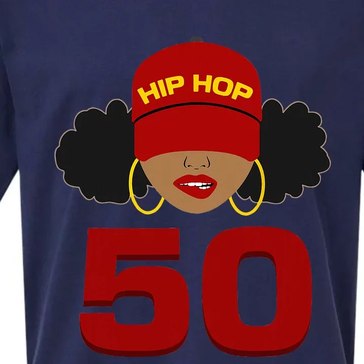 Hip Hop Is 50 50th Anniversary Afro Puffs Black Women Sueded Cloud Jersey T-Shirt