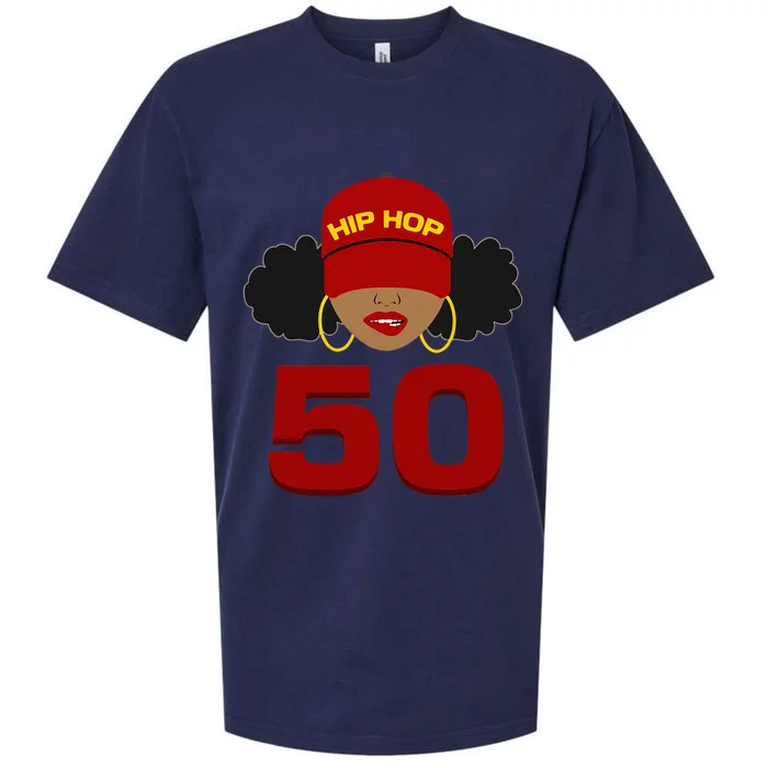 Hip Hop Is 50 50th Anniversary Afro Puffs Black Women Sueded Cloud Jersey T-Shirt