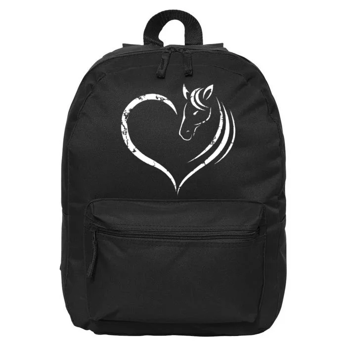 Horse Head Inside Heart Women Ladies Girls Teens Kids Gift Cool Gift 16 in Basic Backpack