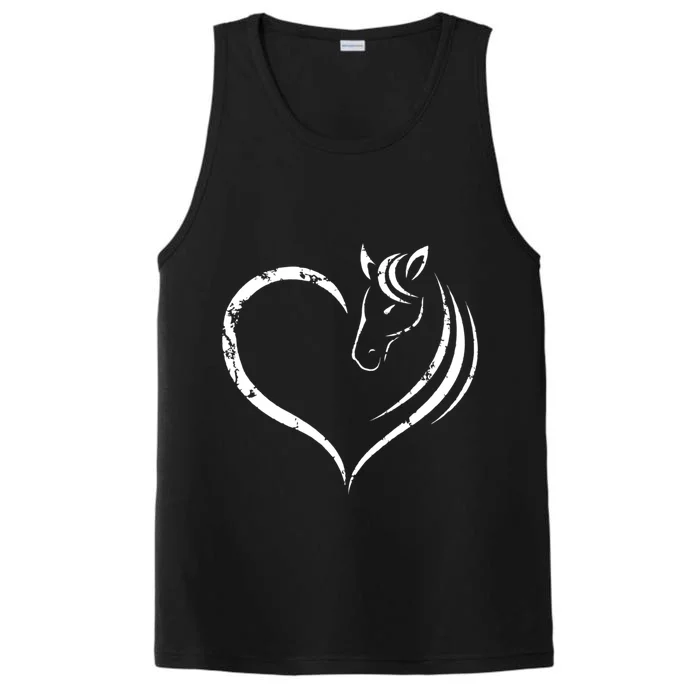 Horse Head Inside Heart Women Ladies Girls Teens Kids Gift Cool Gift Performance Tank