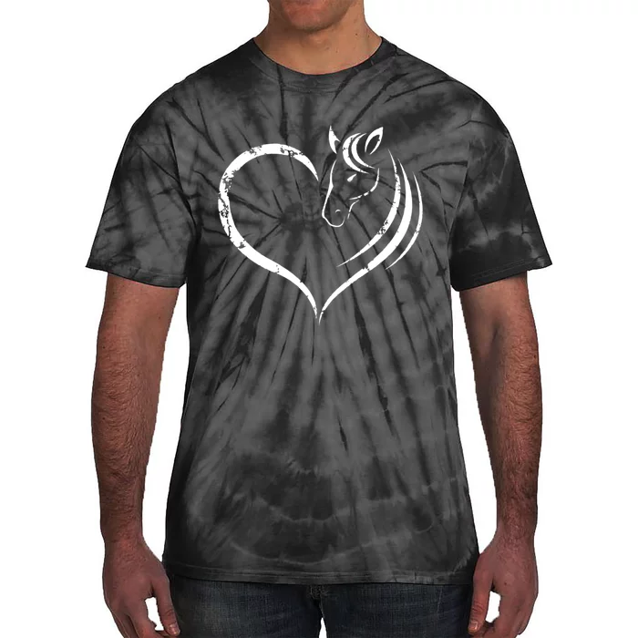 Horse Head Inside Heart Women Ladies Girls Teens Kids Gift Cool Gift Tie-Dye T-Shirt