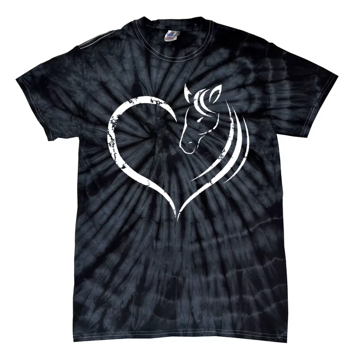 Horse Head Inside Heart Women Ladies Girls Teens Kids Gift Cool Gift Tie-Dye T-Shirt