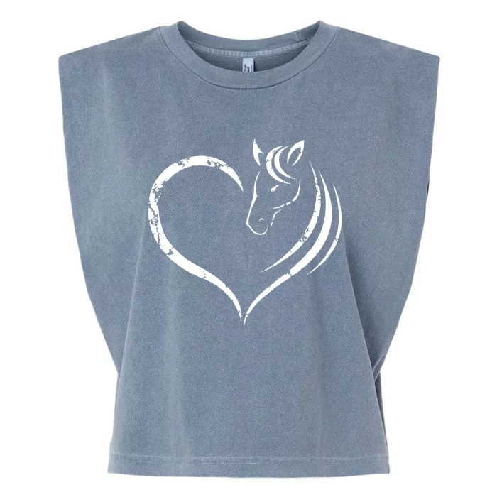 Horse Head Inside Heart Women Ladies Girls Teens Kids Gift Cool Gift Garment-Dyed Women's Muscle Tee