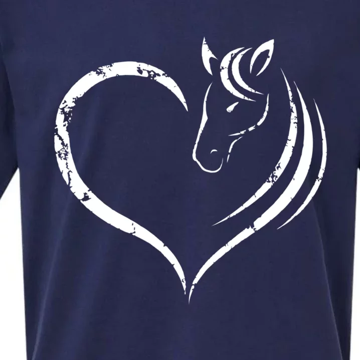 Horse Head Inside Heart Women Ladies Girls Teens Kids Gift Cool Gift Sueded Cloud Jersey T-Shirt