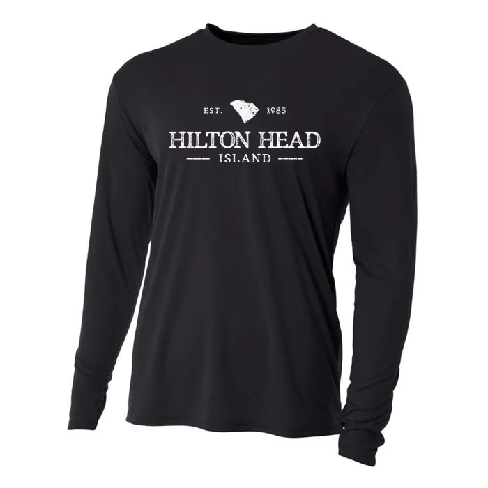 Hilton Head Island Sc South Carolina Retro Cooling Performance Long Sleeve Crew