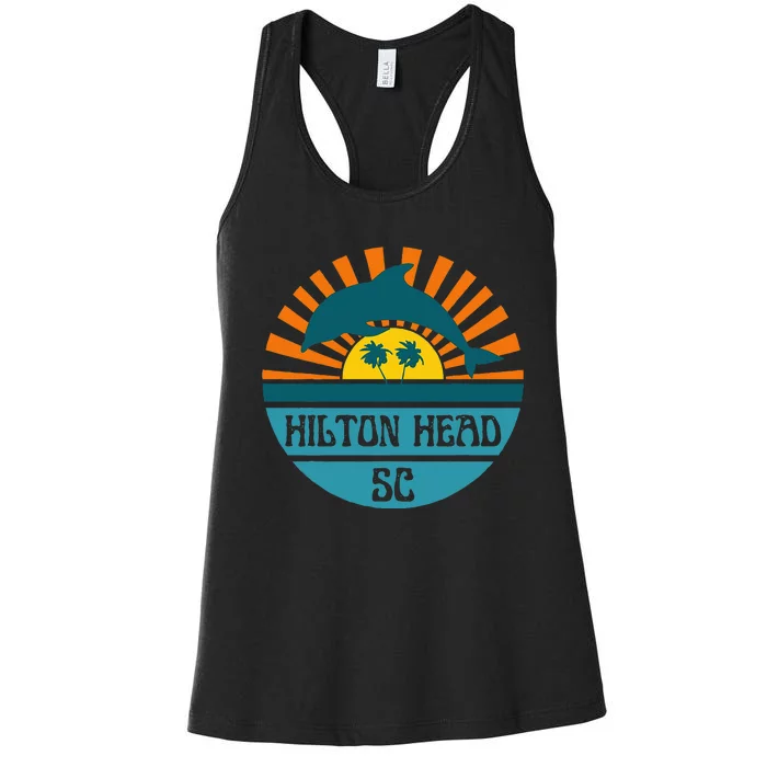 Hilton Head Island South Carolina Dolphin Beach Ocean Women's Racerback Tank