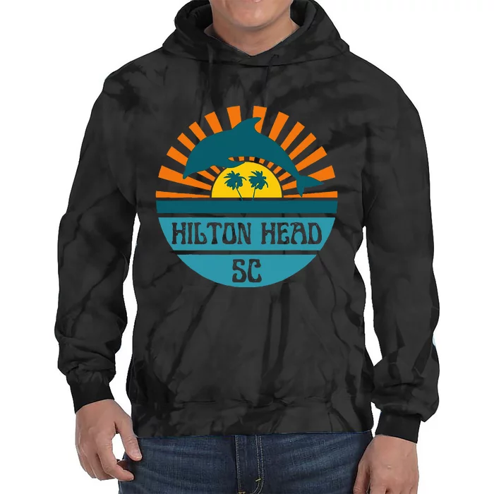 Hilton Head Island South Carolina Dolphin Beach Ocean Tie Dye Hoodie