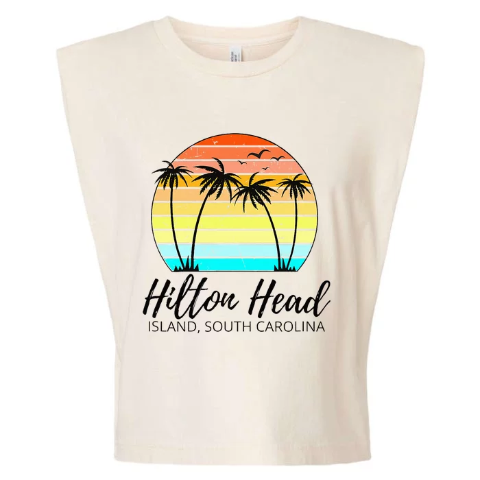 Hilton Head Island Retro Vintage Sunset South Carolina Garment-Dyed Women's Muscle Tee