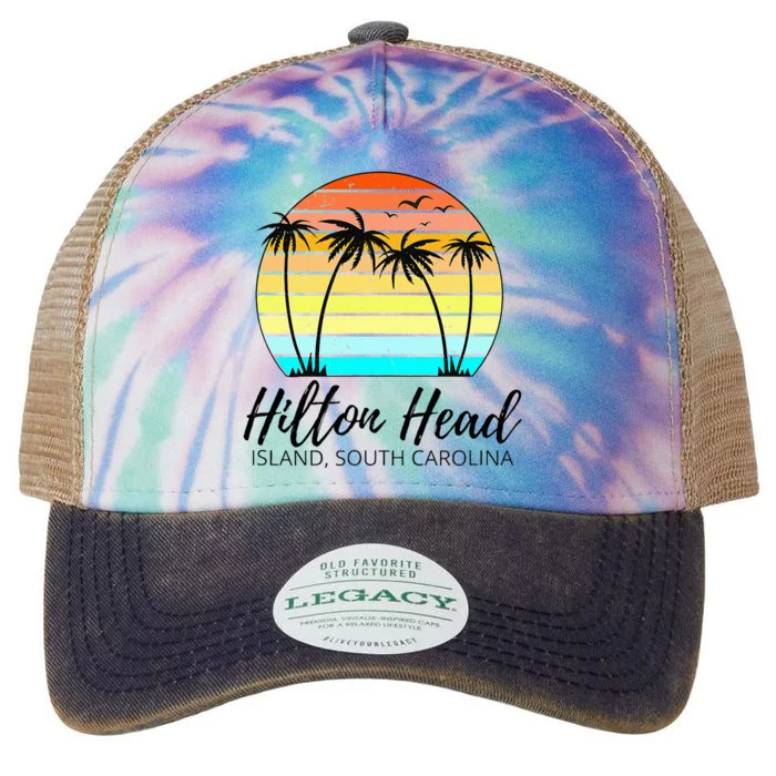 Hilton Head Island Retro Vintage Sunset South Carolina Legacy Tie Dye Trucker Hat