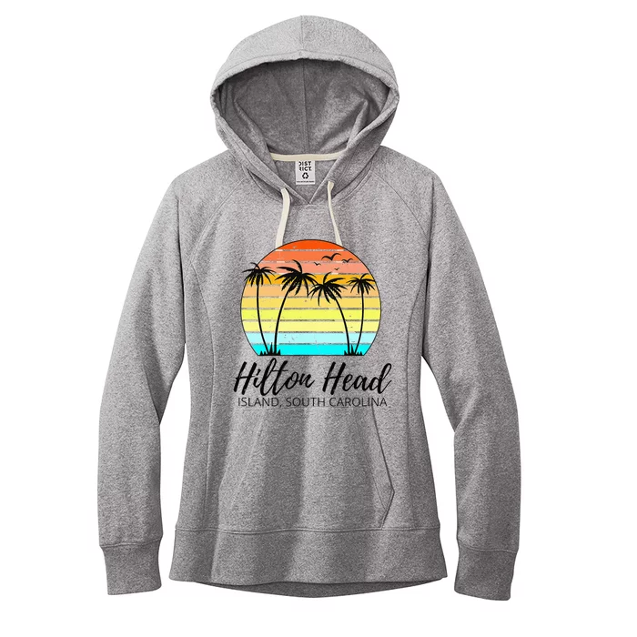 Hilton Head Island Retro Vintage Sunset South Carolina Women's Fleece Hoodie