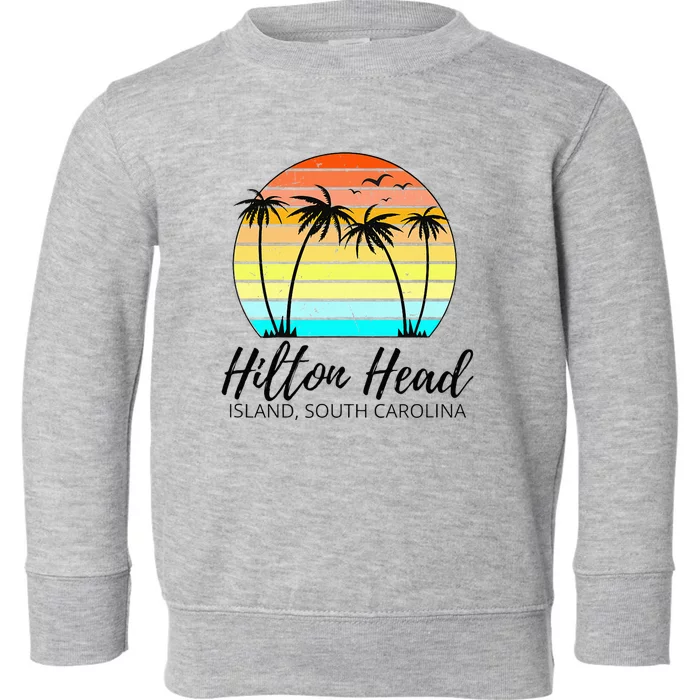 Hilton Head Island Retro Vintage Sunset South Carolina Toddler Sweatshirt