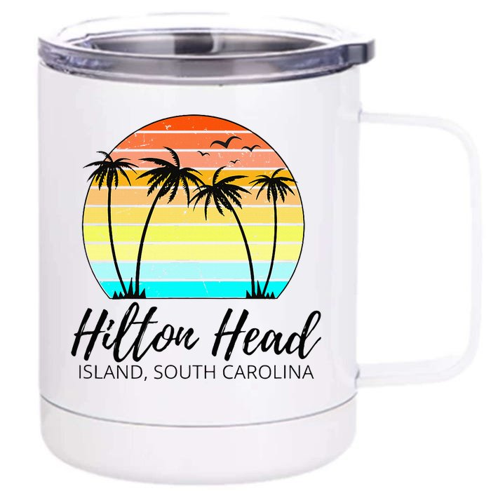 Hilton Head Island Retro Vintage Sunset South Carolina Front & Back 12oz Stainless Steel Tumbler Cup