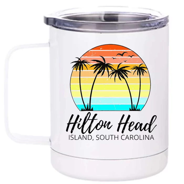 Hilton Head Island Retro Vintage Sunset South Carolina Front & Back 12oz Stainless Steel Tumbler Cup