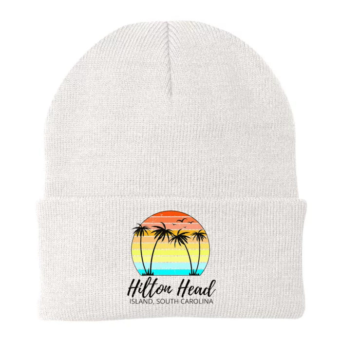 Hilton Head Island Retro Vintage Sunset South Carolina Knit Cap Winter Beanie