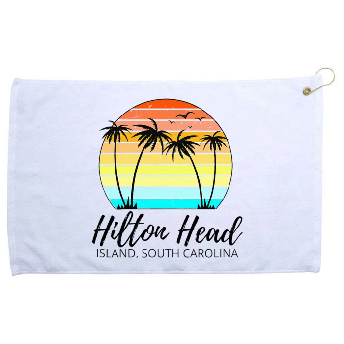 Hilton Head Island Retro Vintage Sunset South Carolina Grommeted Golf Towel