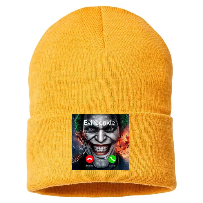 Humor Horror Incoming Call From Evil Jonkler Halloween Sustainable Knit Beanie