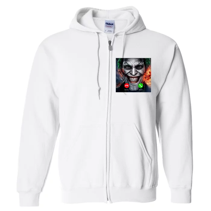 Humor Horror Incoming Call From Evil Jonkler Halloween Full Zip Hoodie