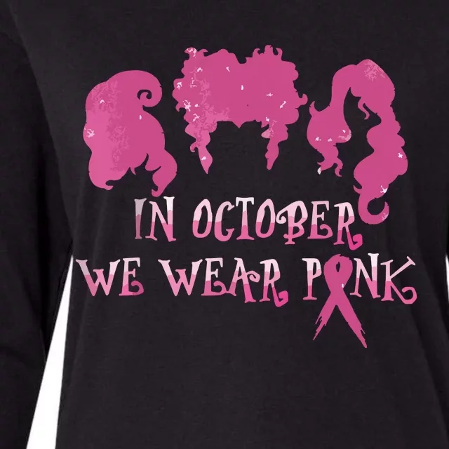 Halloween Hocus In October We Wear Pink Breast Cancer Pocus Womens Cotton Relaxed Long Sleeve T-Shirt