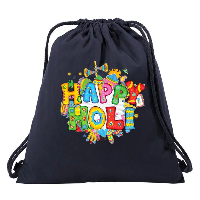 Happy Holi Indian Celebration Colors India Hindu Drawstring Bag