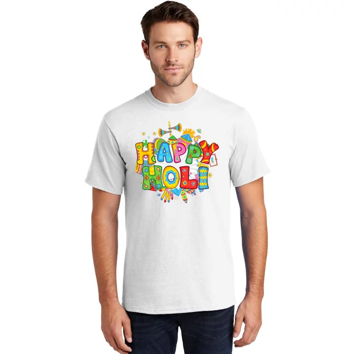 Happy Holi Indian Celebration Colors India Hindu Tall T-Shirt