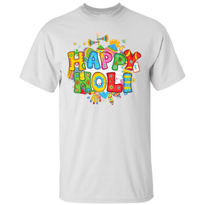 Happy Holi Indian Celebration Colors India Hindu Tall T-Shirt