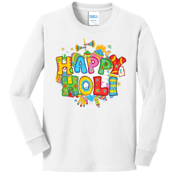 Happy Holi Indian Celebration Colors India Hindu Kids Long Sleeve Shirt