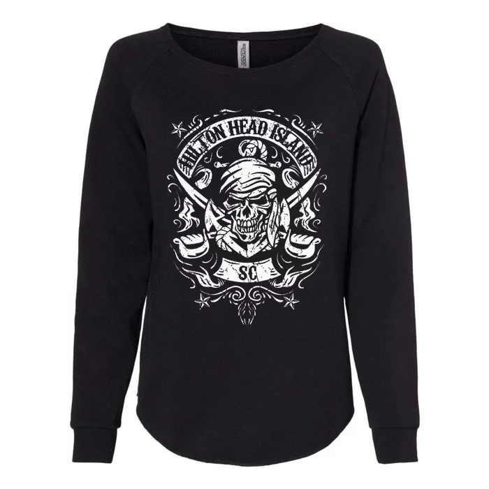 Hilton Head Island Pirate Skull Crossed Swords Anchor Womens California Wash Sweatshirt