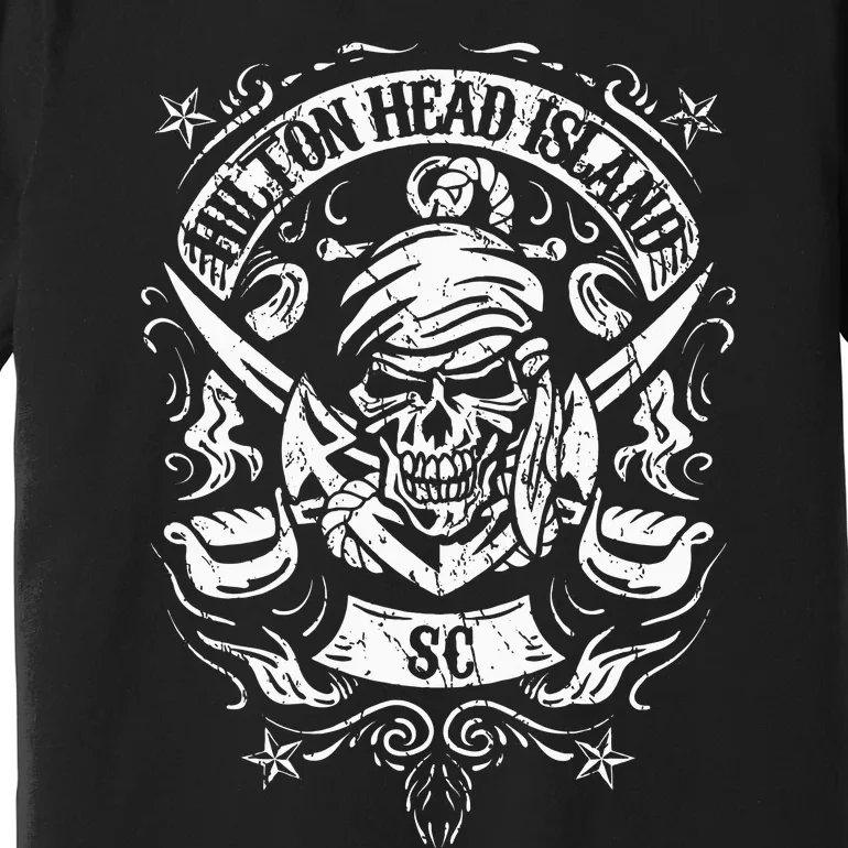 Hilton Head Island Pirate Skull Crossed Swords Anchor Premium T-Shirt