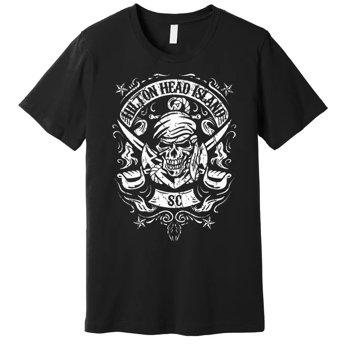 Hilton Head Island Pirate Skull Crossed Swords Anchor Premium T-Shirt