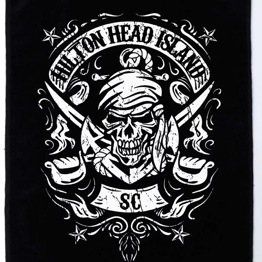 Hilton Head Island Pirate Skull Crossed Swords Anchor Platinum Collection Golf Towel